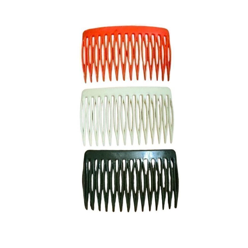Vintage 80s 90s Hair Combs Set of 3 Fall Colors Cream Orange Hunter Green